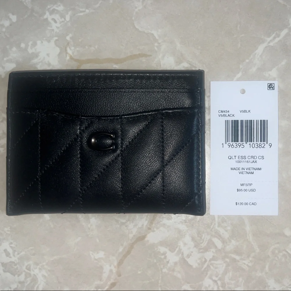 Coach Black Quilted Card Holder - Picture 3 of 3